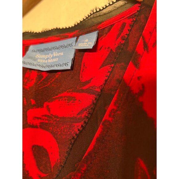 Simply Vera Vera Wang 4 Red & Black Baby Doll  Floral Elegant Tiered Empire - Picture 13 of 13